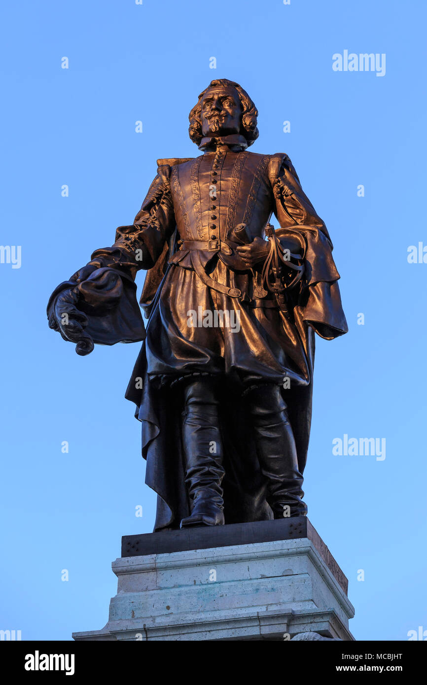 Statue of Samuel de Champlain, founder of the city, Québec, Québec Province, Canada Stock Photo