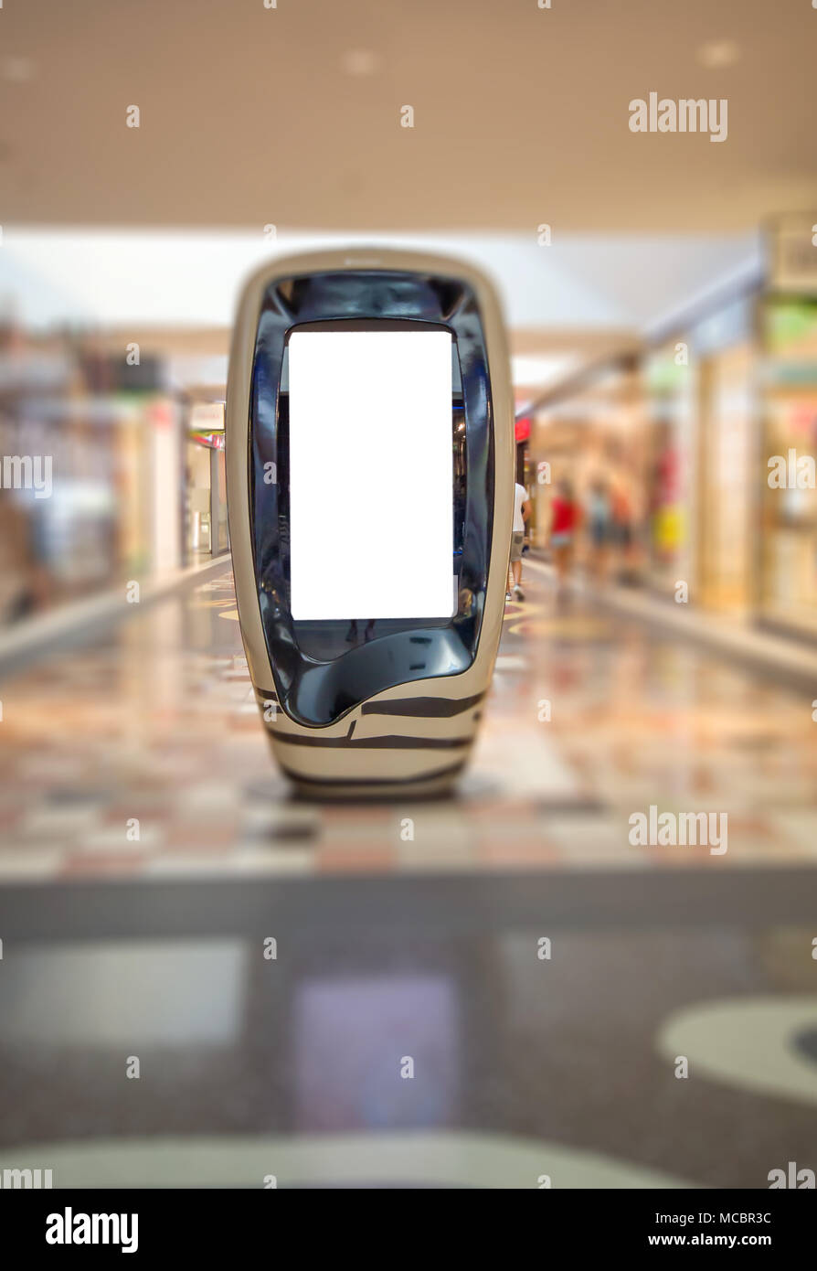 Digital Blank billboard sign with copy space for your text message or content in modern shopping mall. Select focus. Stock Photo