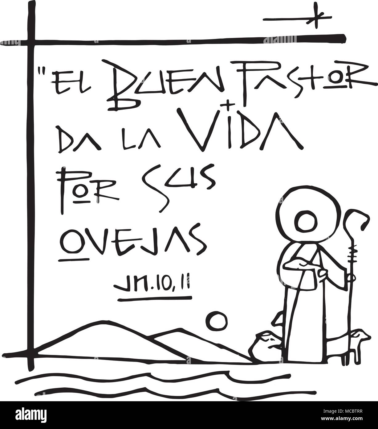 Hand drawn vector illustration or drawing of the biblic phrase in ...