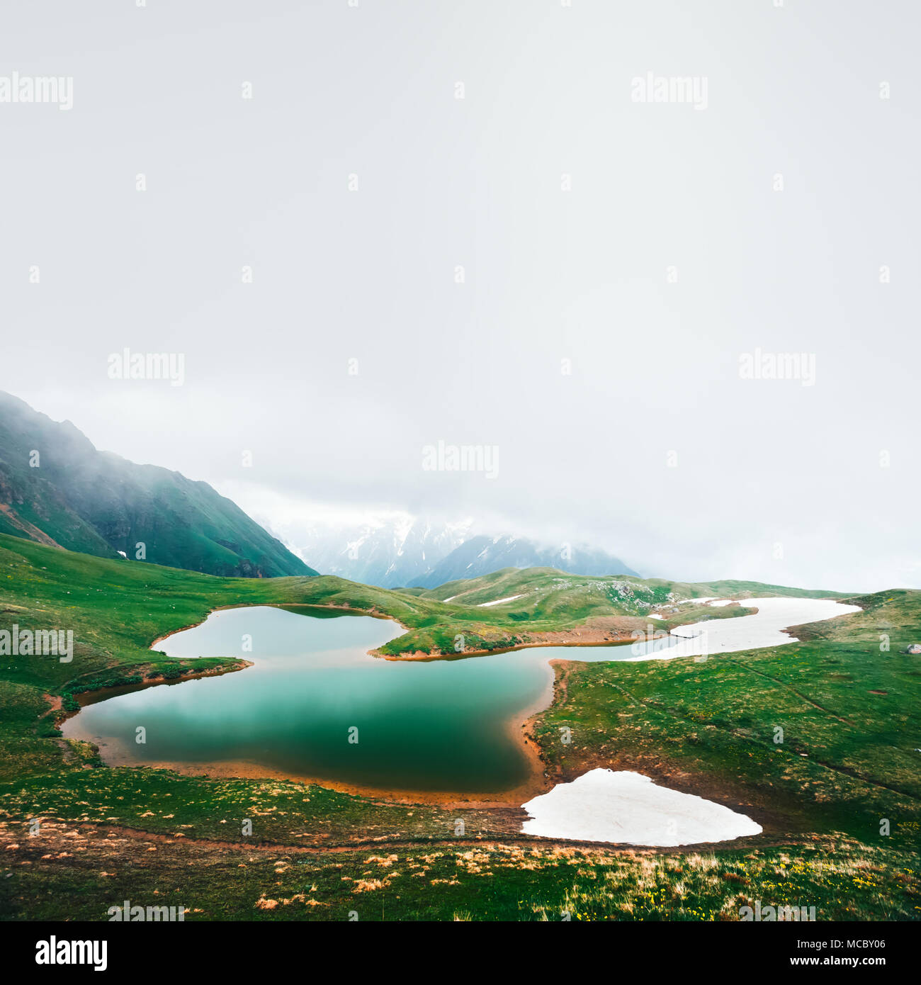 Koruldi lake Caucasus mountains on summer time Stock Photo