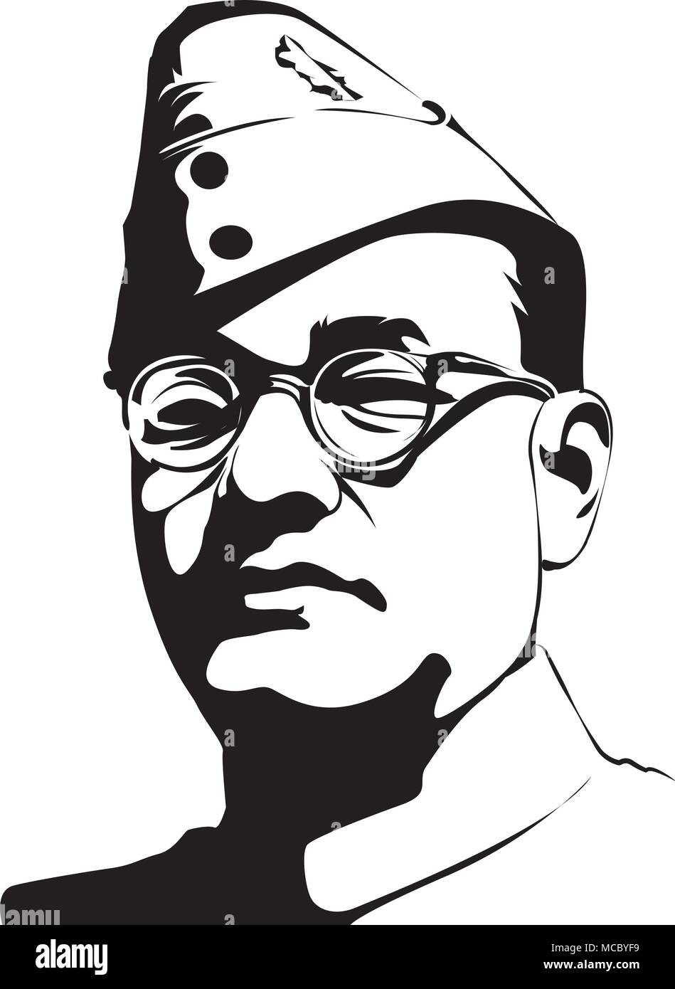 Subash Chandra Bose (1897 - 1945) Indian nationalist  hero in India Stock Vector