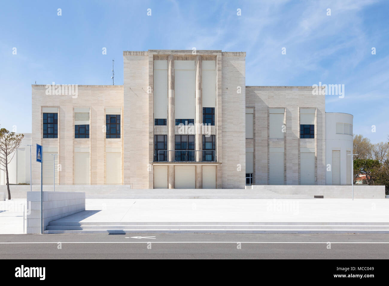 Street view of the Palazzo del Casino (Lido Casino), Lido di Venezia (Venice Lido), Venice, Italy Stock Photo