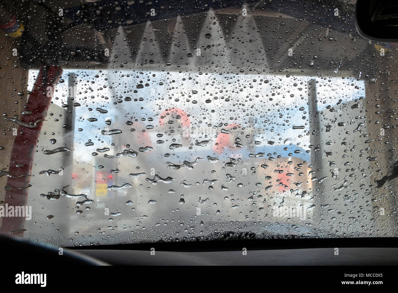 View through auto windshield, car wash Stock Photo Alamy