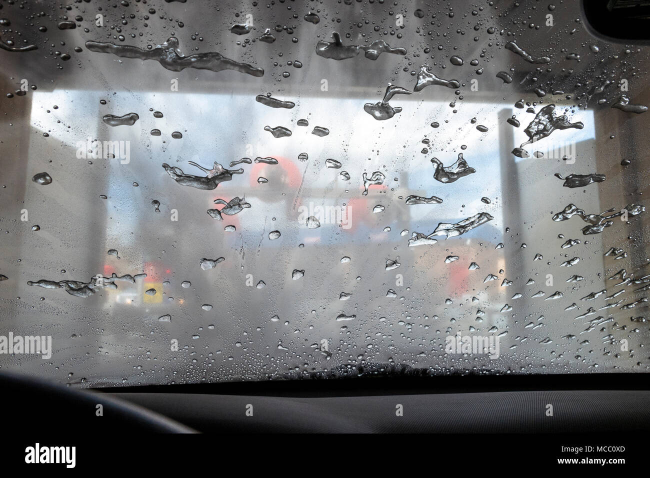 View through auto windshield, car wash Stock Photo Alamy