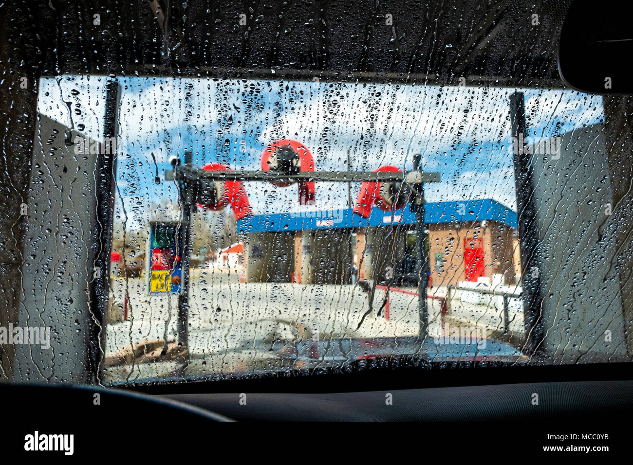 View through auto windshield, car wash Stock Photo Alamy