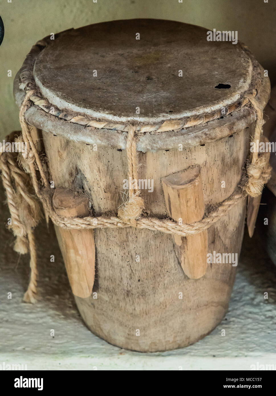 A traditional wooden drum used by indigenous tribe. Colombia, South America  Stock Photo - Alamy