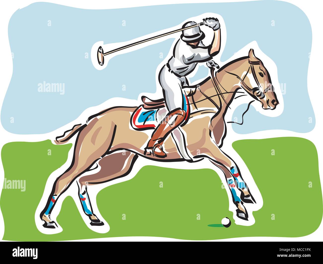 vector illustration of a polo player Stock Vector