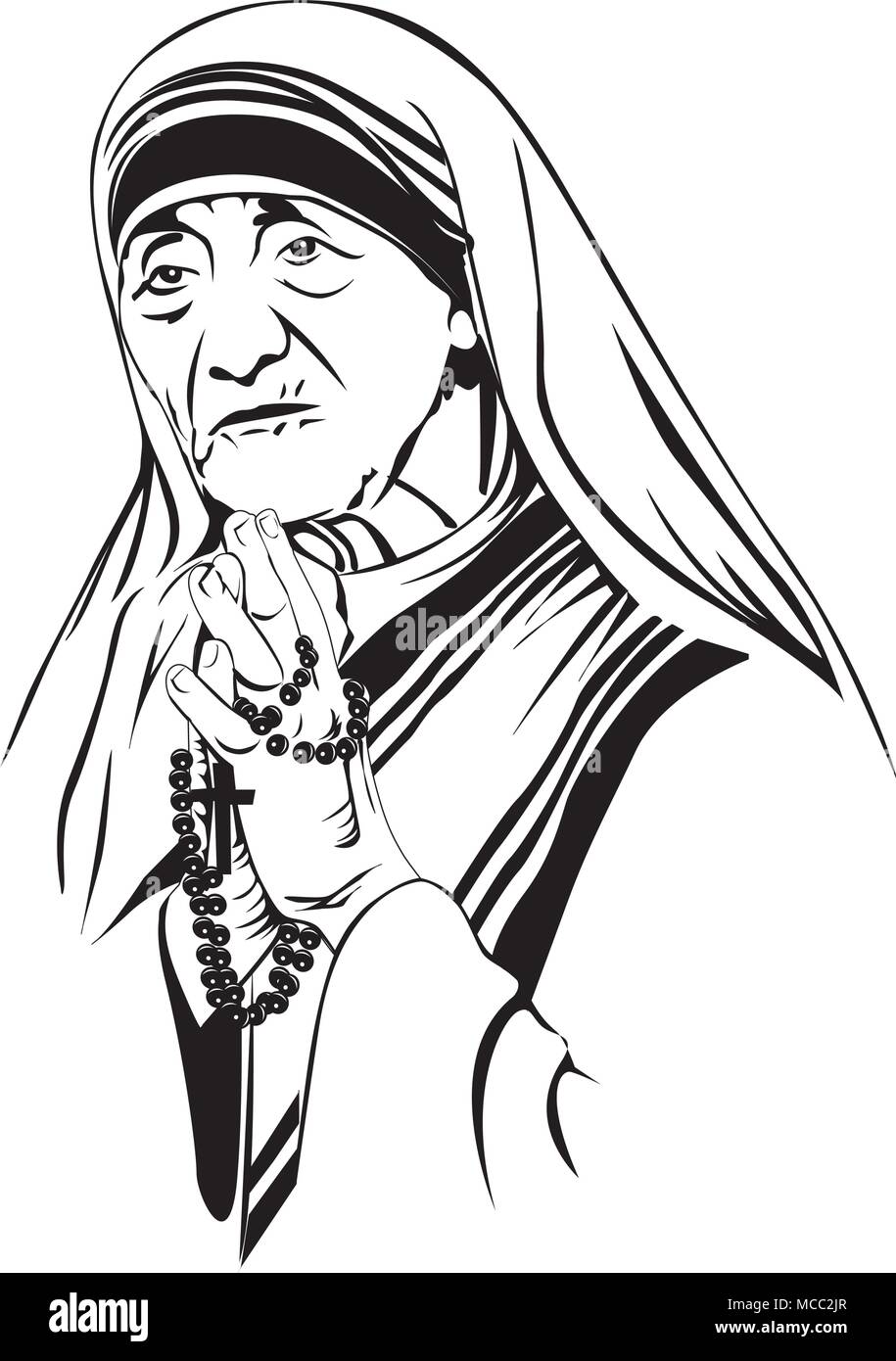 Mother Teresa(1910-1997), Saint Teresa was an Albanian-Indian Roman Catholic nun and missionary. Leader of Missionaries of Charity Stock Vector