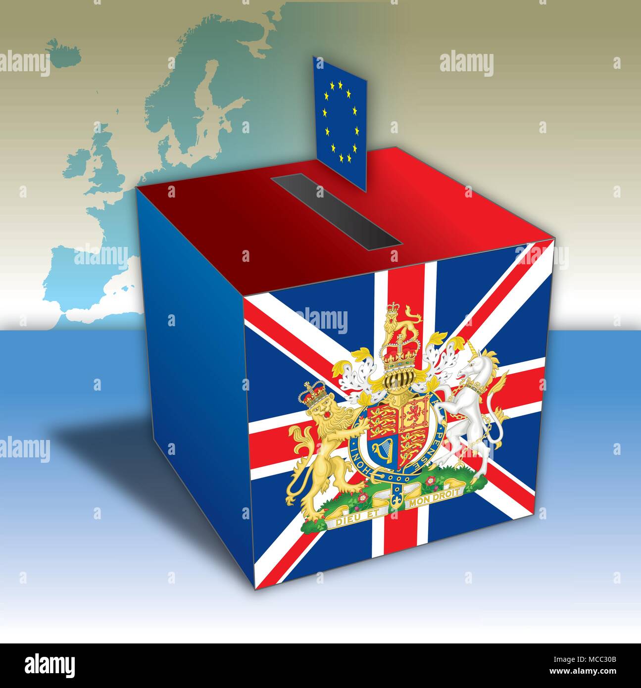 United Kingdom, ballot box and UK flag Stock Vector