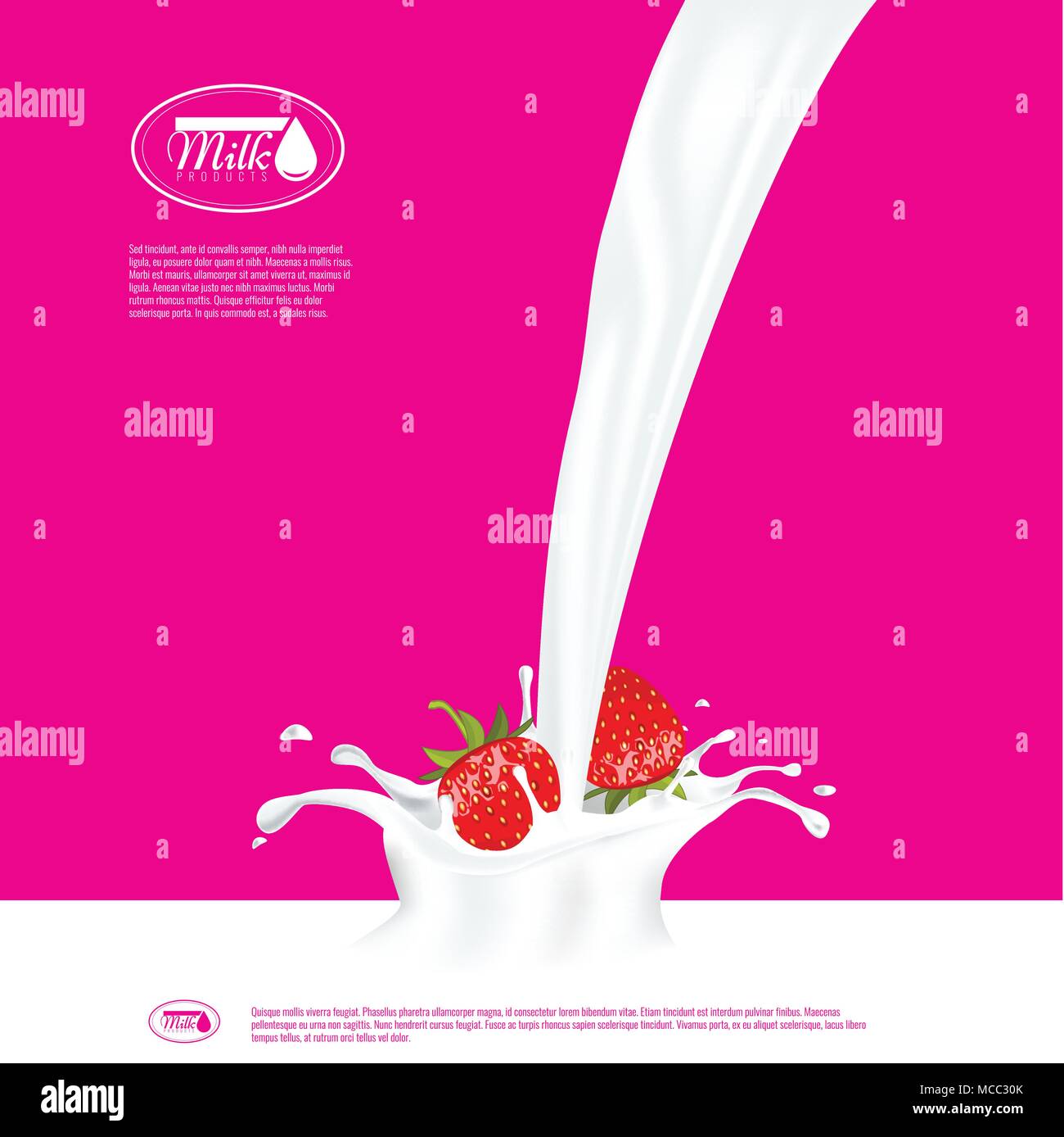 Realistic Vector Glass To Pour Milk Splash With Strawberry Empty