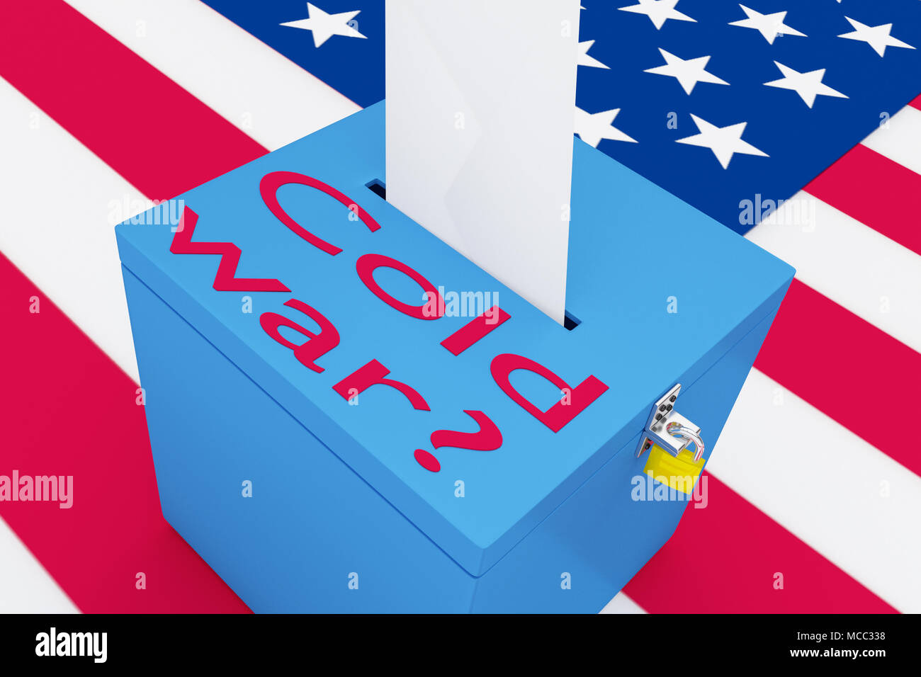 3D illustration of Cold War? script on a ballot box, with US flag as a  background Stock Photo - Alamy