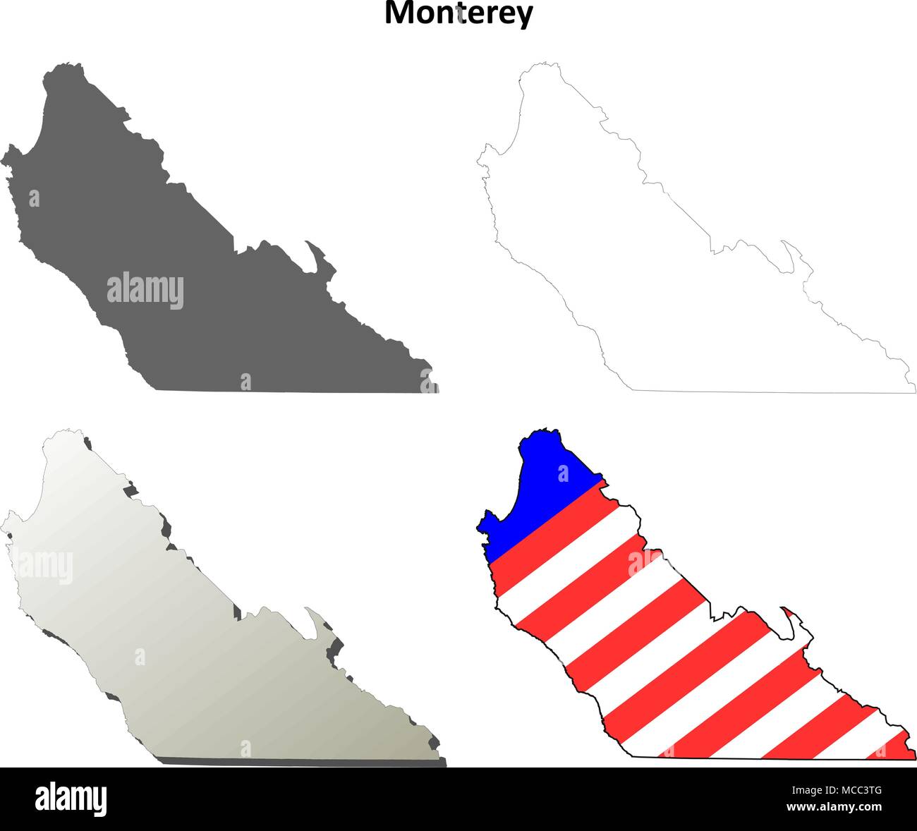 Monterey county map Stock Vector - Monterey County California Outline Map Set MCC3TG