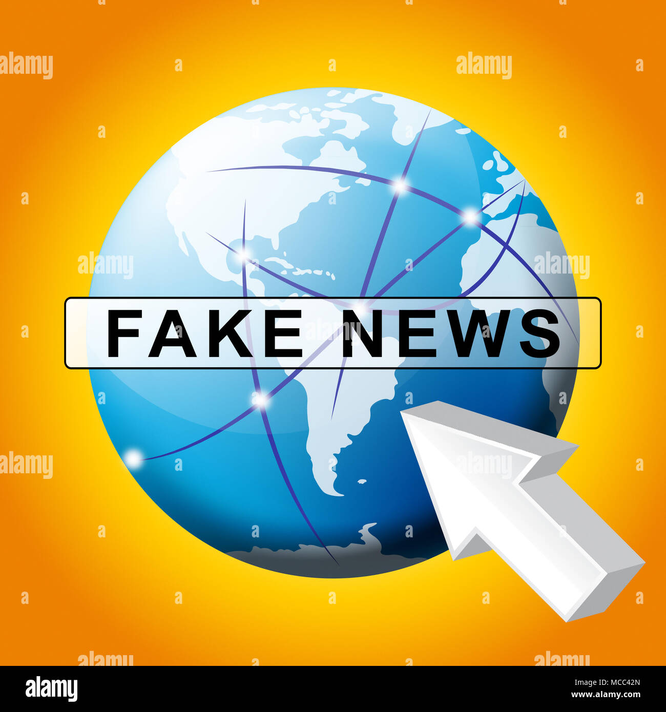 Fake News Pointer And Globe Map 3d Illustration Stock Photo - Alamy