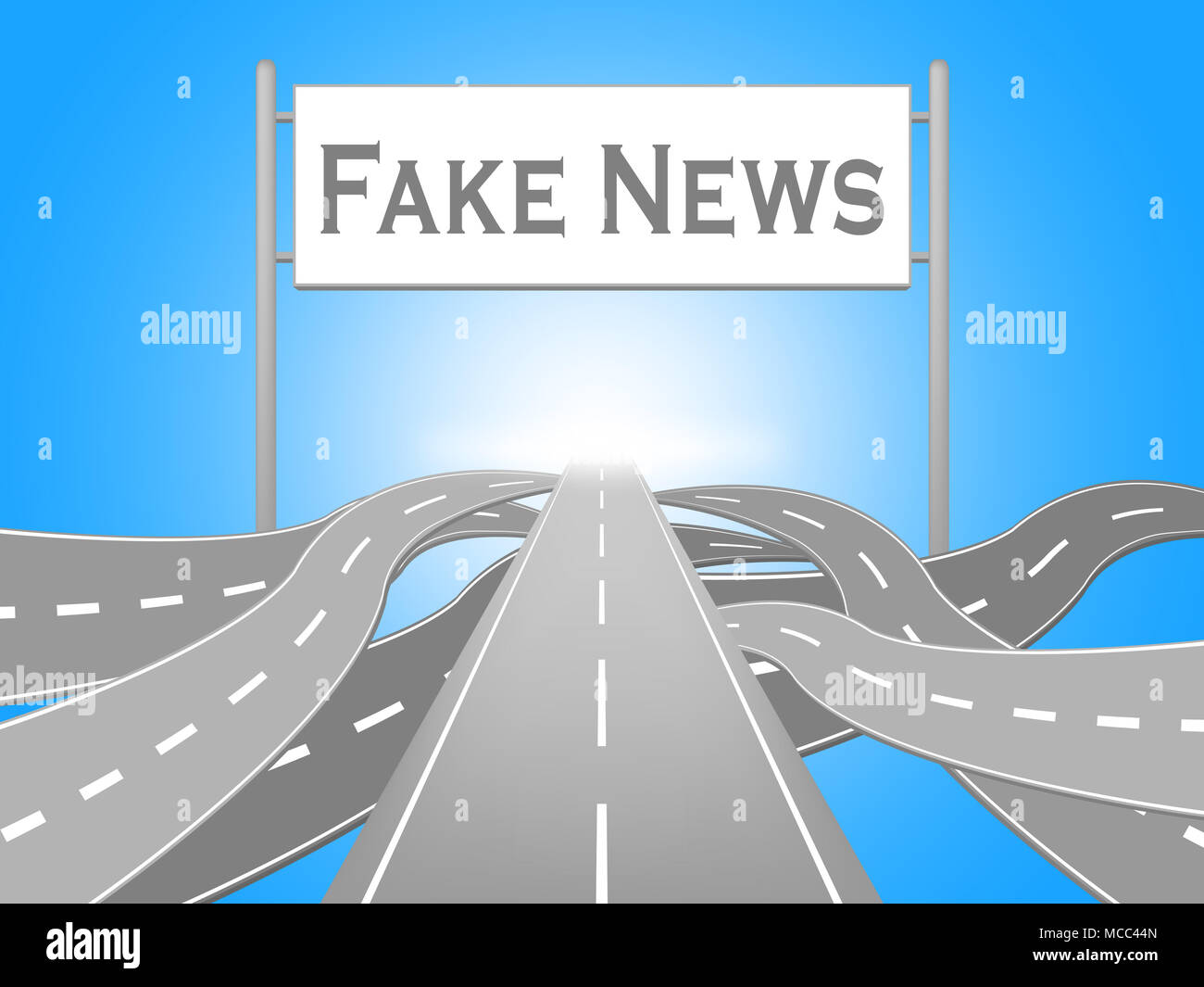 Fake News Misleading Roads Sign 3d Illustration Stock Photo - Alamy