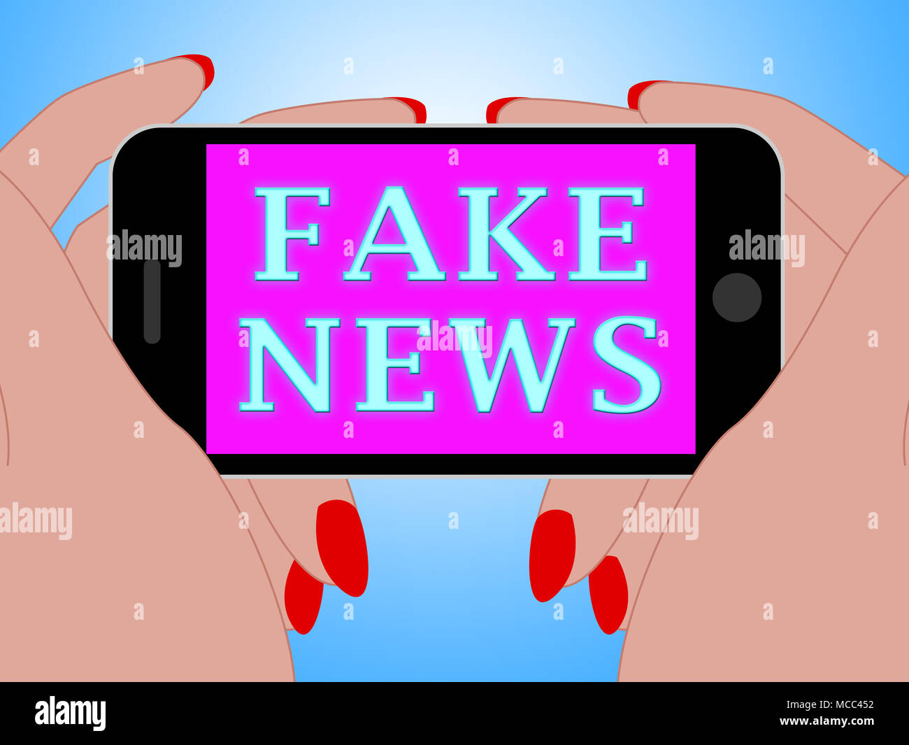 Holding Fake News Mobile Phone Message 3d Illustration Stock Photo - Alamy