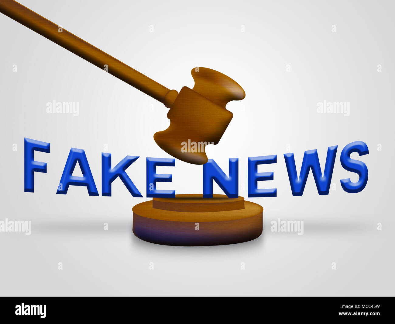 Fake News Words Being Squashed By Gavel 3d Illustration Stock Photo - Alamy