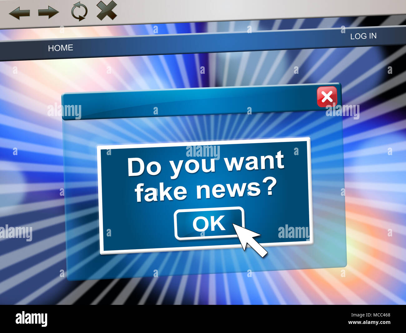 Fake News Wanted OK Untrue Message 3d Illustration Stock Photo - Alamy