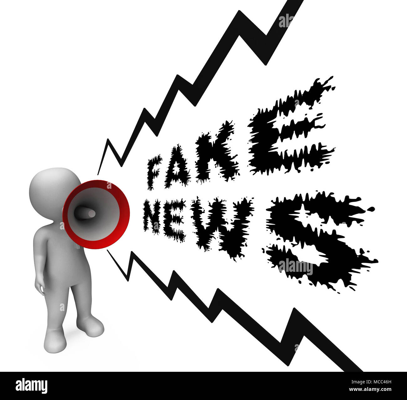 Fake News Megaphone Meaning Disinformation 3d Illustration Stock Photo