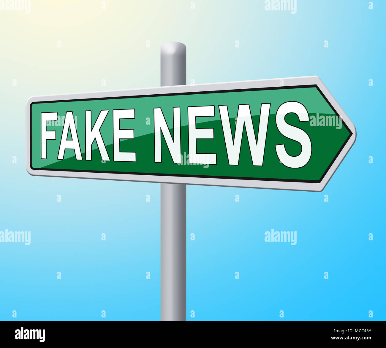 Fake News Sign Points To Untruth 3d Illustration Stock Photo