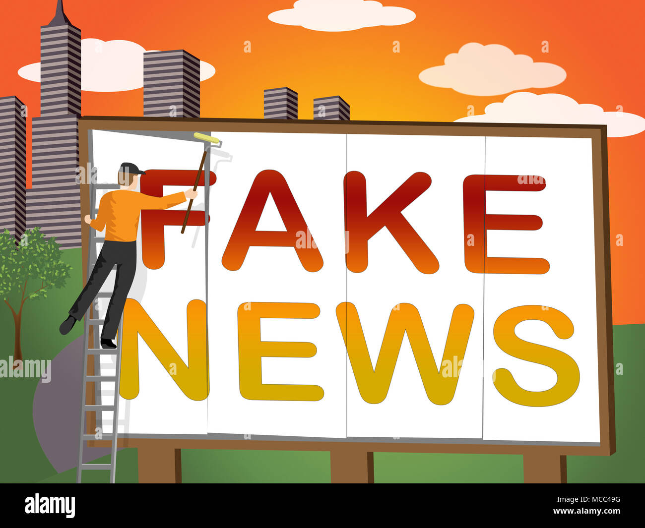 Fake News Billboard Meaning Misinformation 3d Illustration Stock Photo ...
