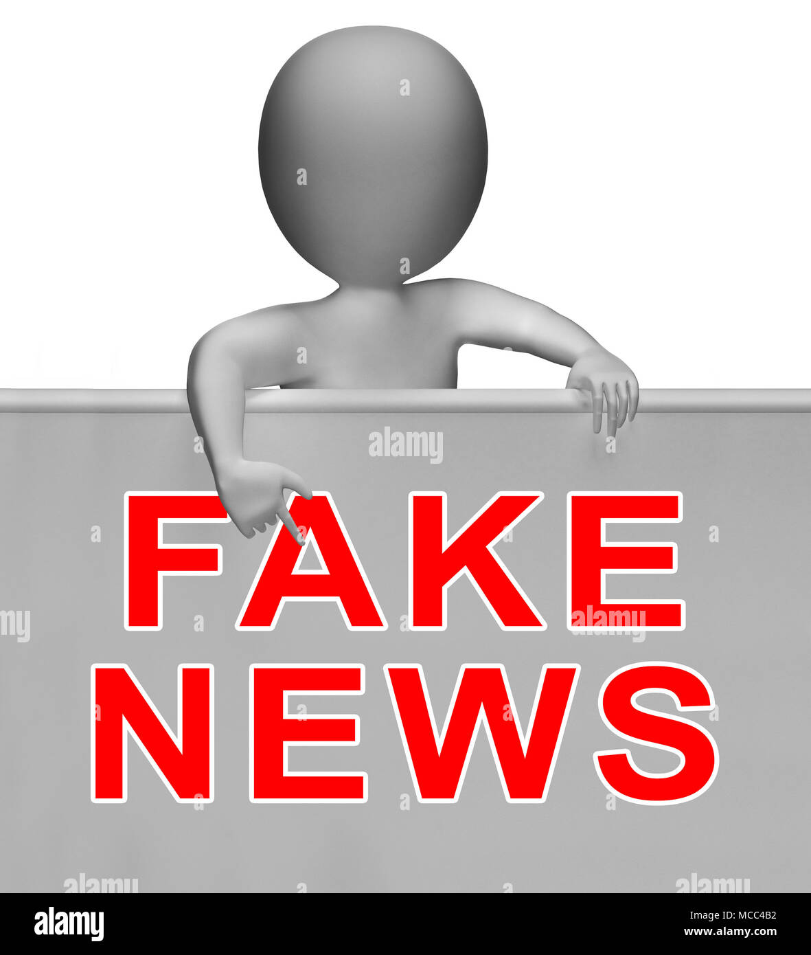 Man Pointing To Fake News Words 3d Illustration Stock Photo - Alamy