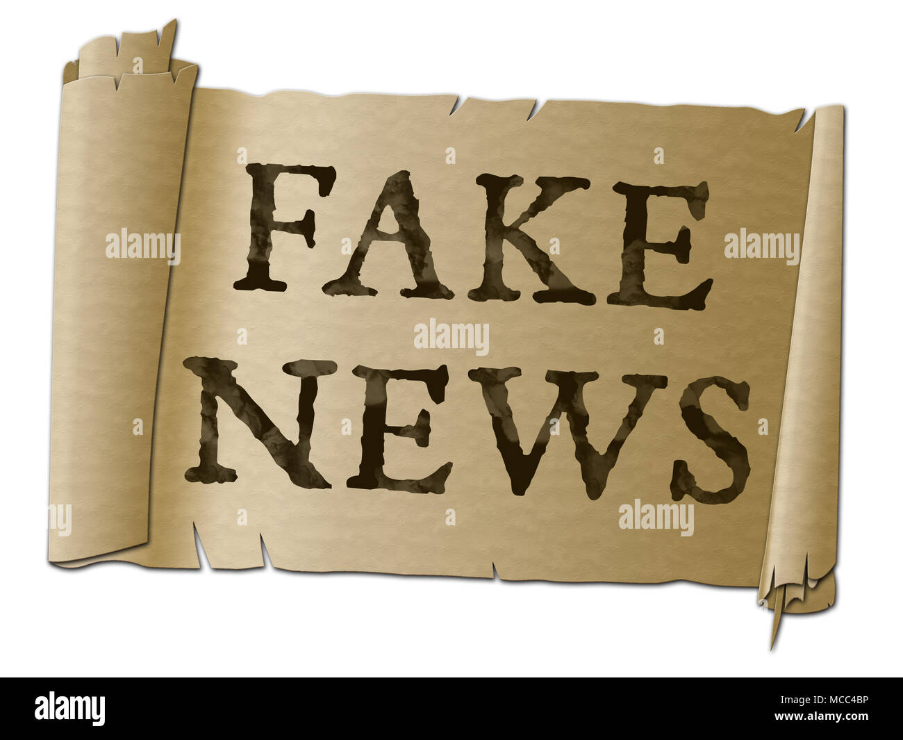 Fake News Parchment Meaning Distorted Truth 3d Illustration Stock Photo