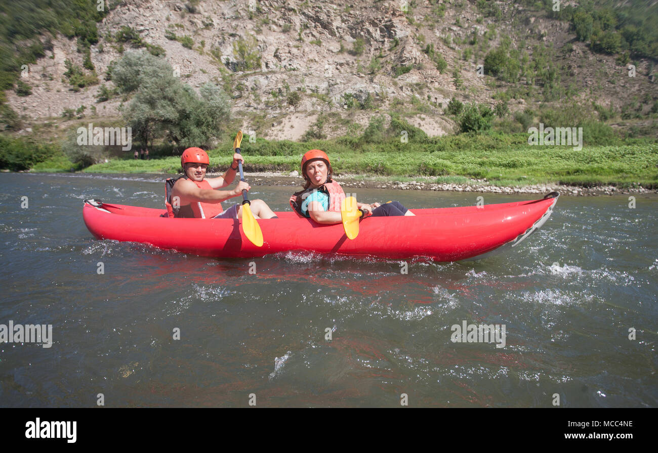 Rafting Canoe River Stock Photo