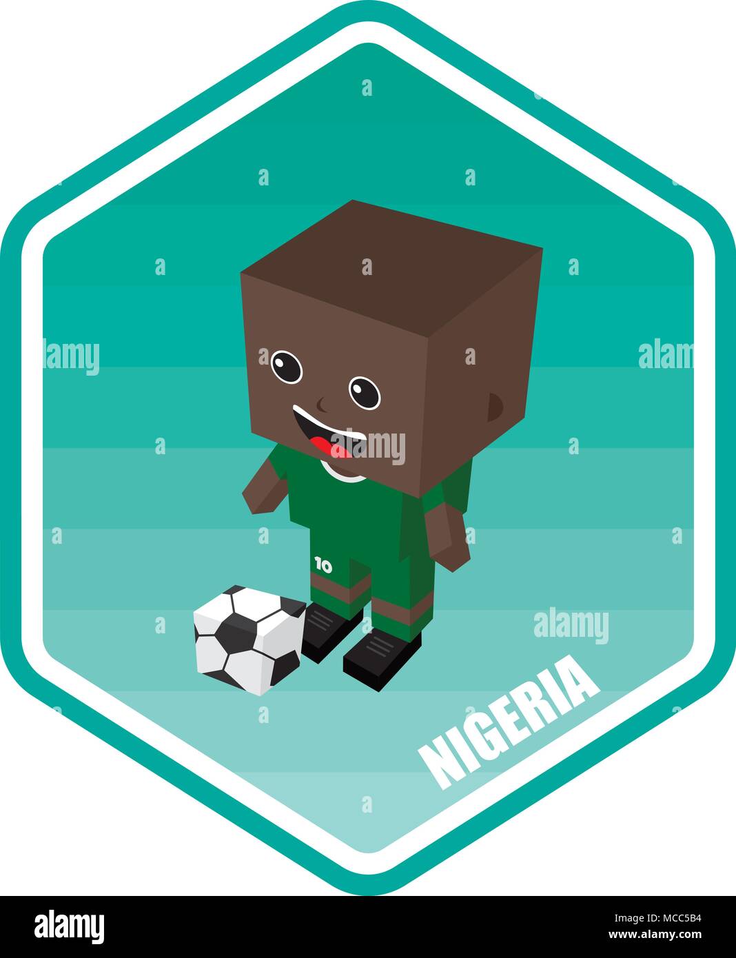 soccer isometric theme nigeria vector art Stock Vector