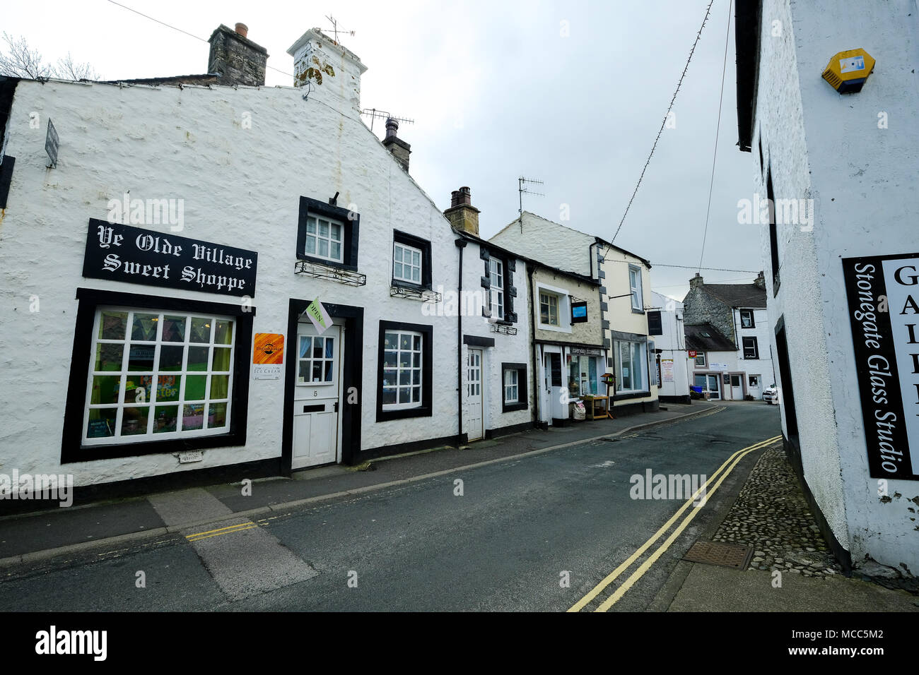 Old fashioned shops in Ingleton, North Yorkshire Stock Photo Alamy