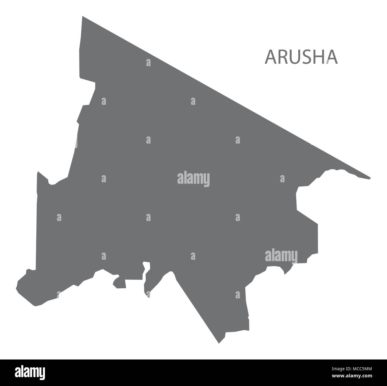 Arusha map of Tanzania grey illustration shape Stock Vector