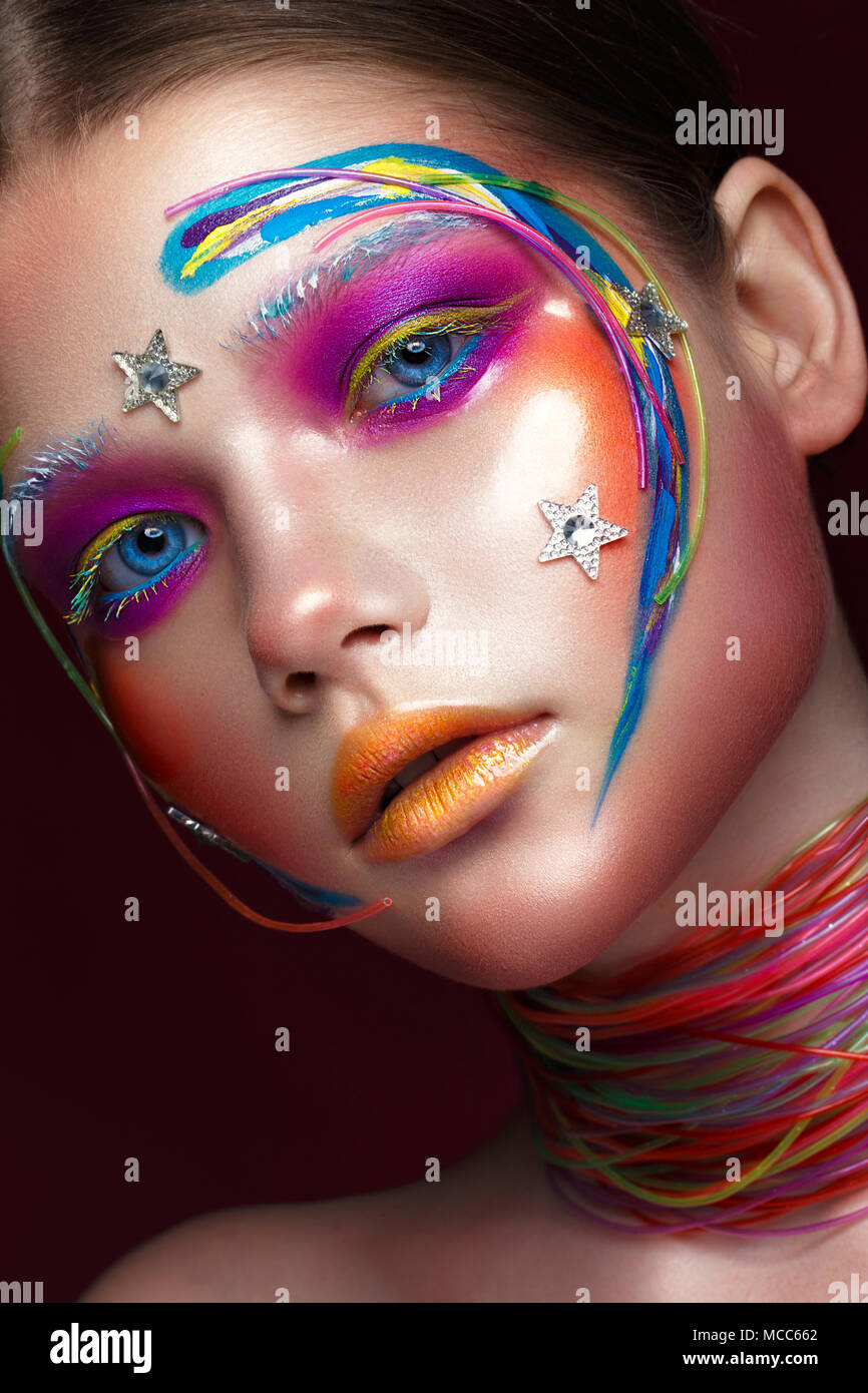 Beautiful girl with creative make-up in pop art style. Beauty face Stock  Photo - Alamy