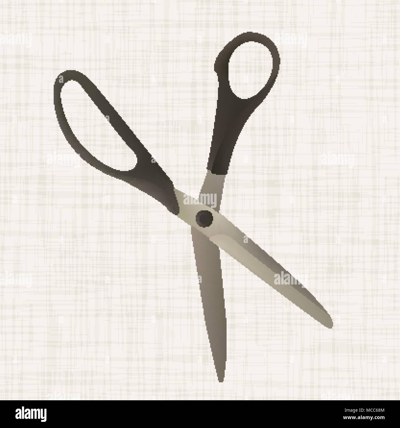 Scissors lie on textiles Stock Vector