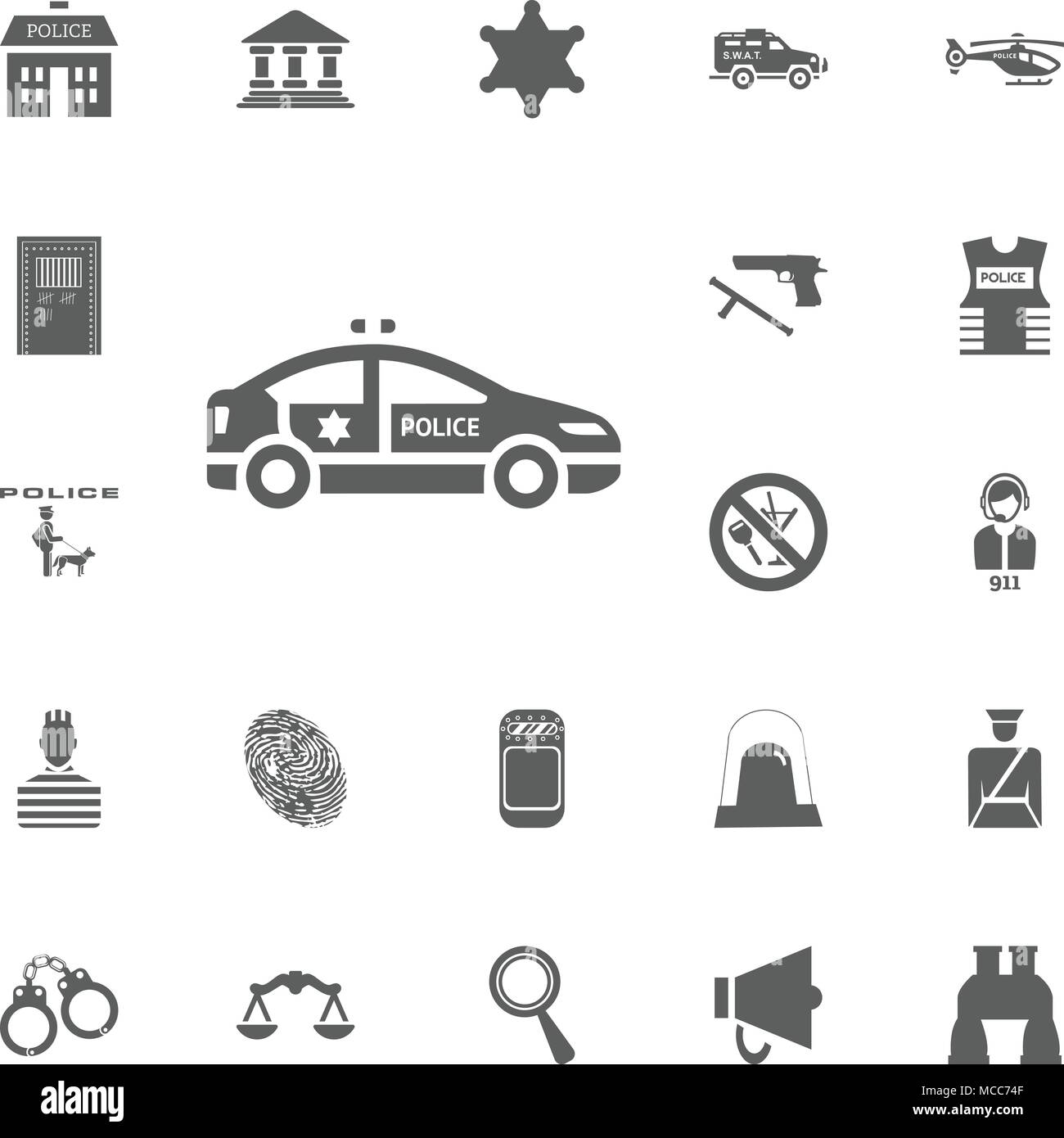 Police car icon. Police and juctice vector icon set Stock Vector Image ...