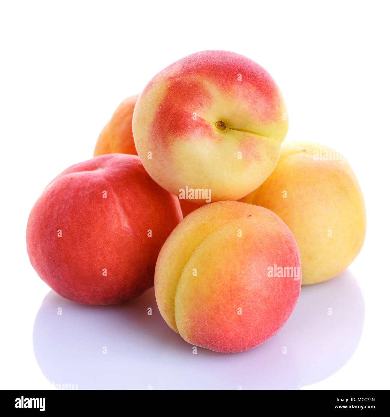 Fresh organic peaches isolated on white background Stock Photo Alamy