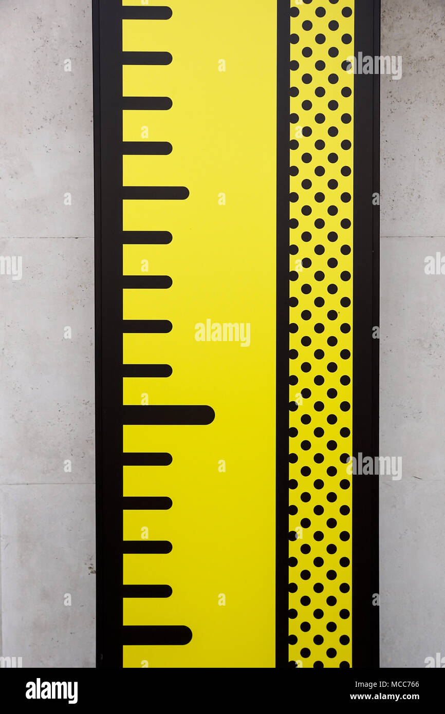 meter on the cardboard wall to measure height Stock Photo