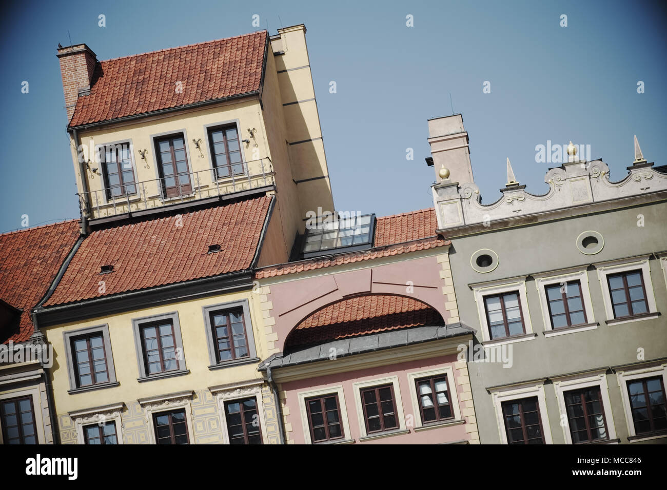 Warsaw Poland buildings and architecture in the Old Town square - Stare Miasto rynek Stock Photo