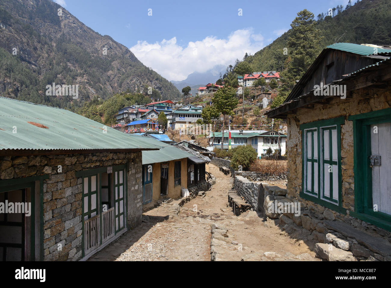 Path through Mojo village, Nepal Stock Photo