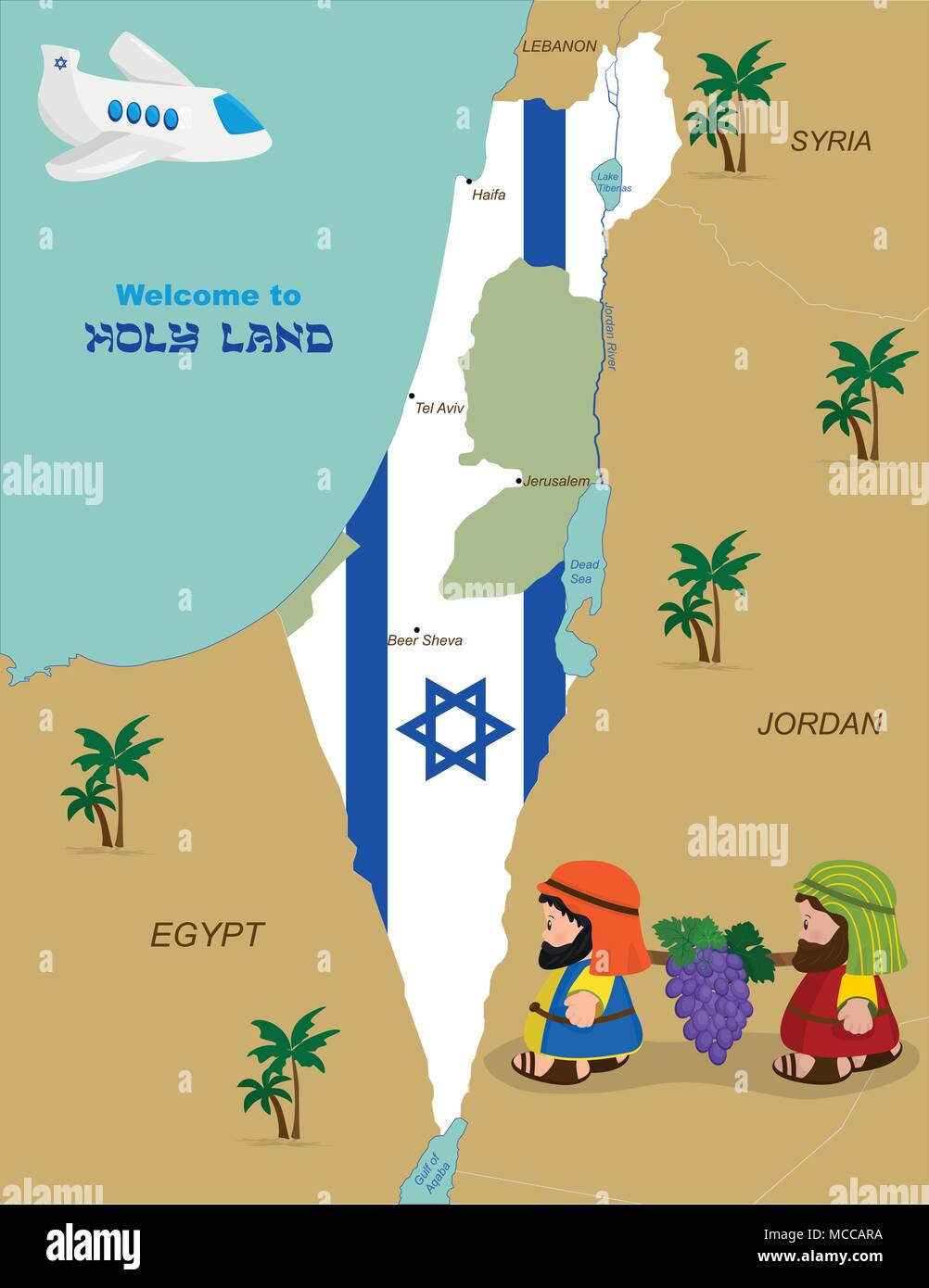 Map of Israel with two spies Stock Vector