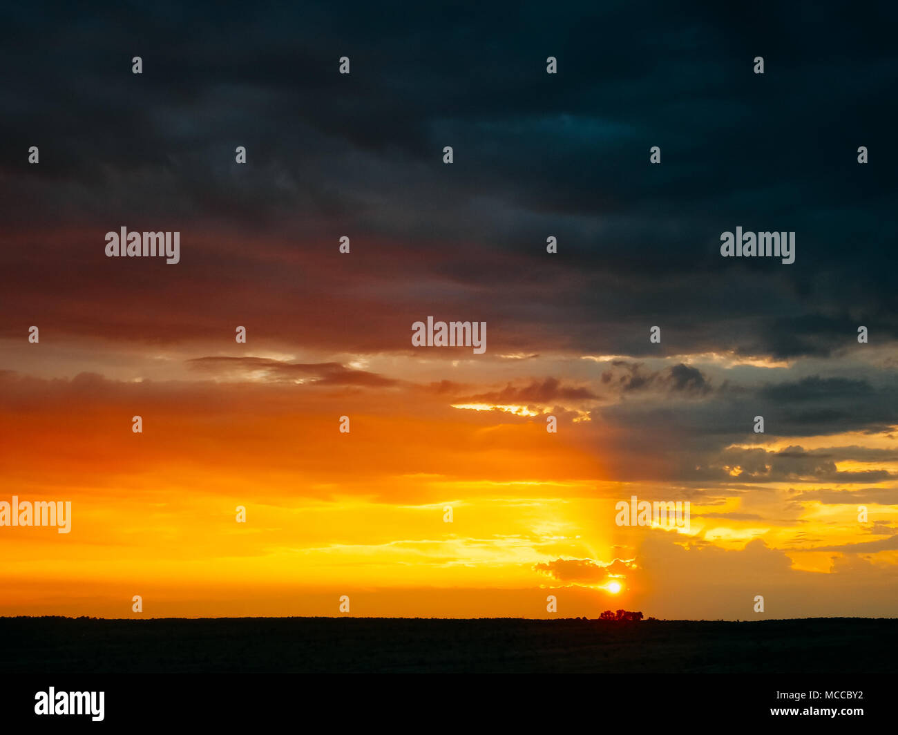 Sunrise Sky Landscape. Natural Bright Dramatic Sky In Sunset Dawn ...
