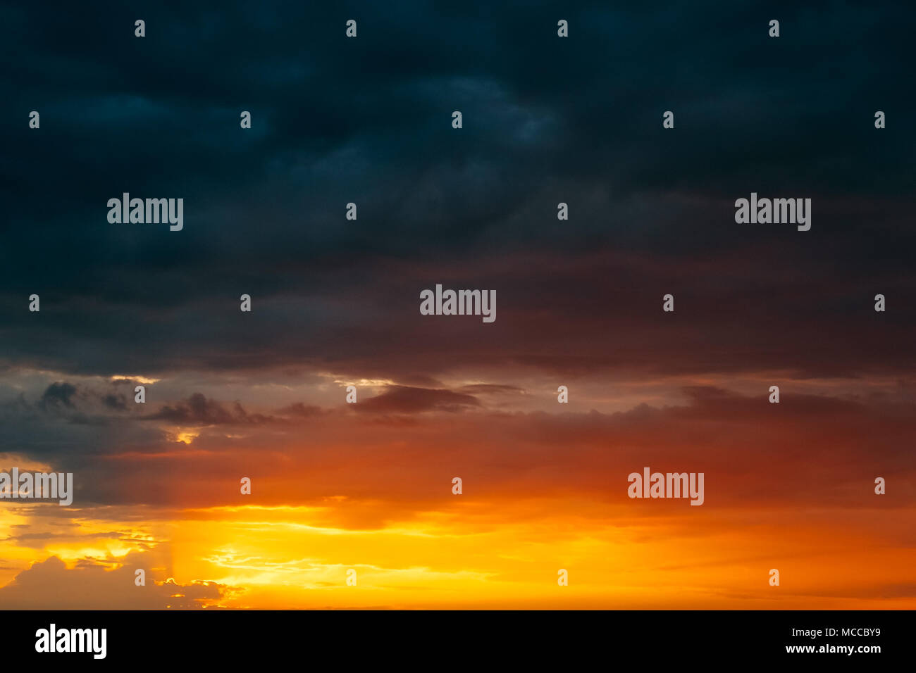 Sunrise Sky Landscape. Natural Bright Dramatic Sky In Sunset Dawn ...