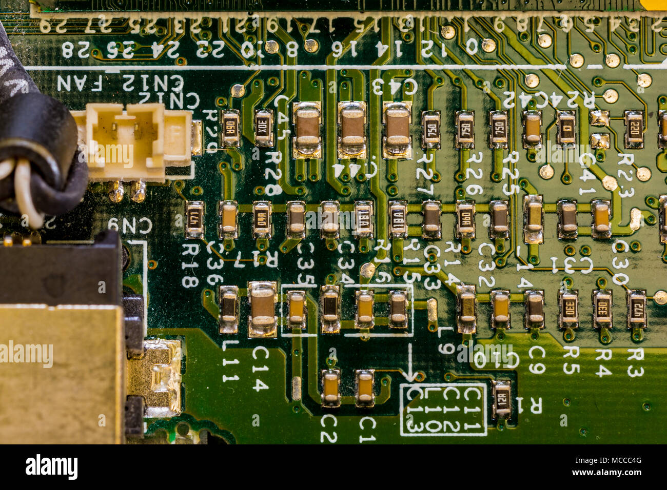 Computer Prtals Close up view of motherboard showing main computer components and ...
