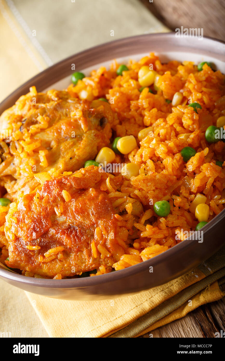 Brazilian food: Chicken and rice Galinhada Mineira close-up on a plate ...