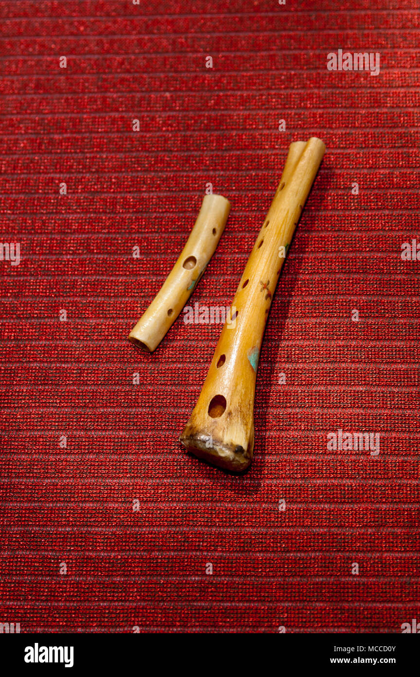 Eagan, Minnesota. Gudi. Bone flute from china. Stock Photo