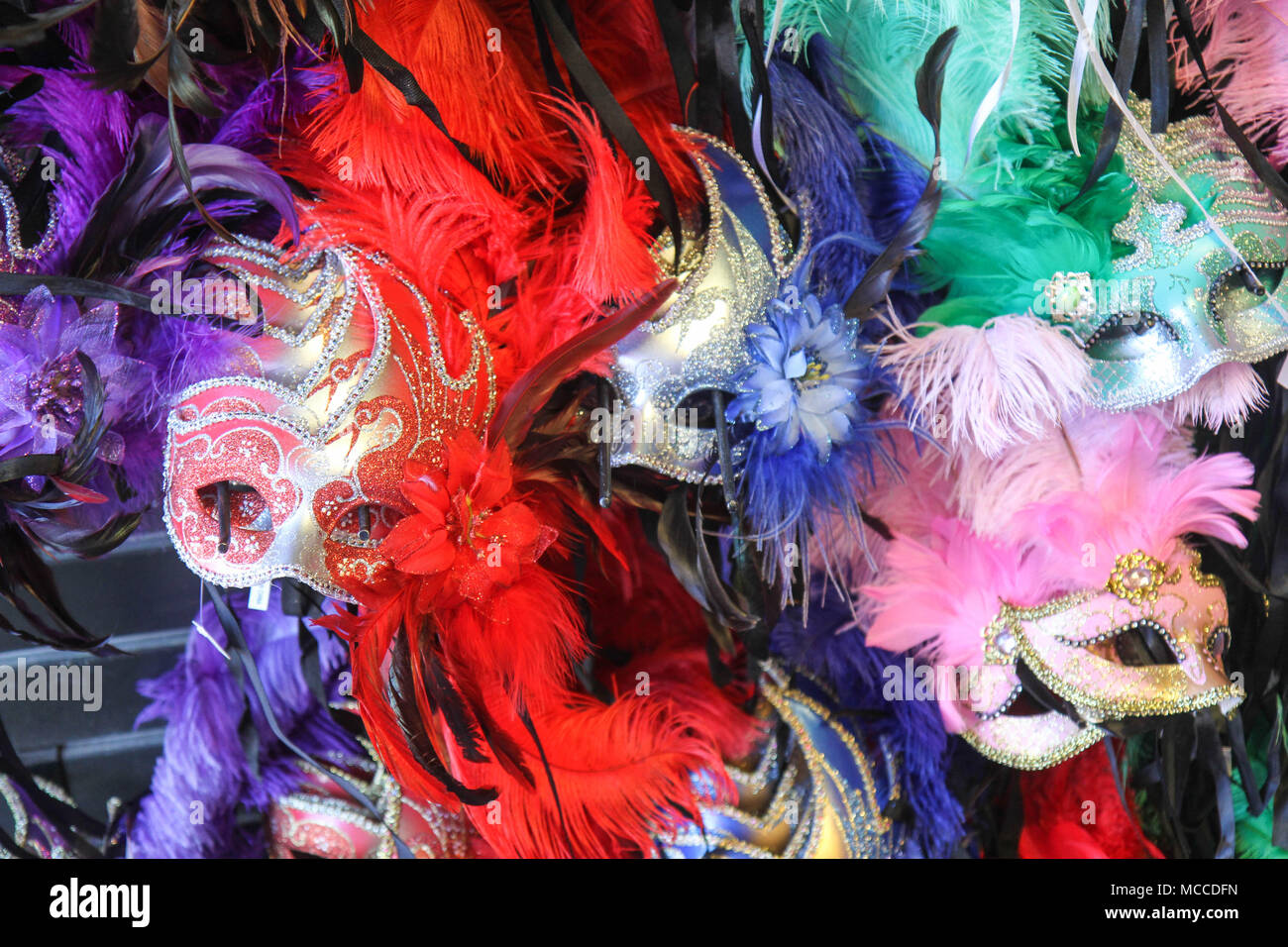 Mardi Gras masks in New Orleans, Louisiana, United States. Various