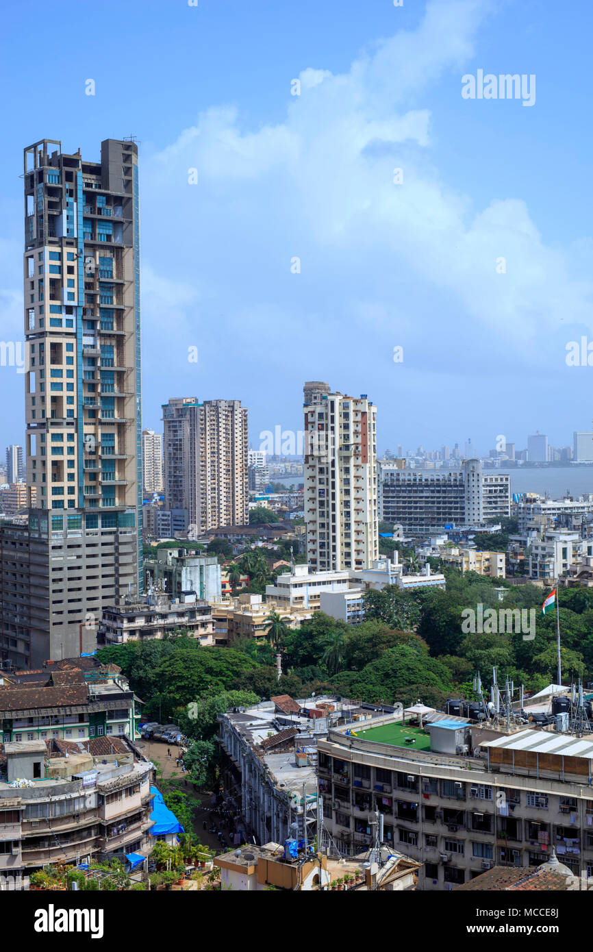 The urban skyline of central Mumbai showing apartment and business buildings Stock Photo