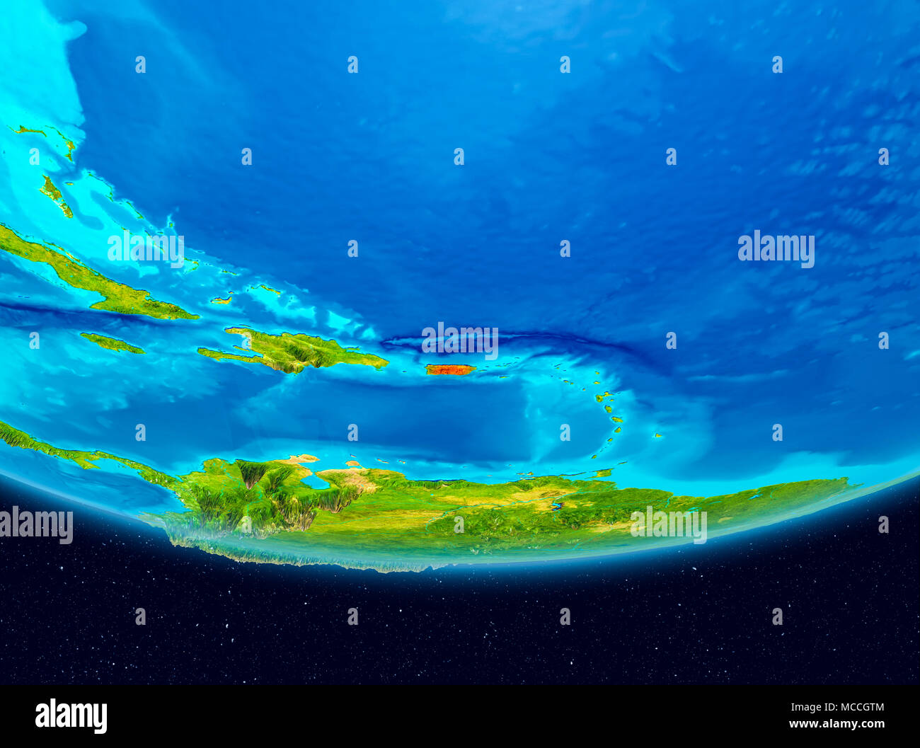 Puerto Rico from orbit of planet Earth. 3D illustration. Elements of ...