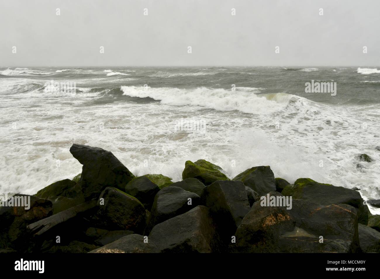 Stormy Beach Weather During High Tide On The Atlantic Ocean At The Cape 
