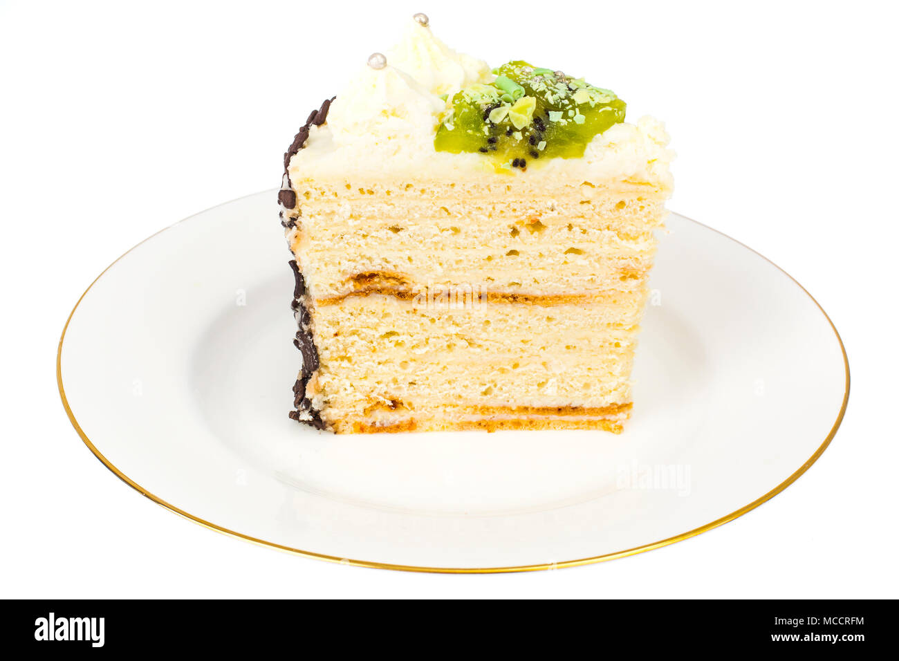 White Plate With Piece Of Homemade Cottage Cheese Cake With Fruit
