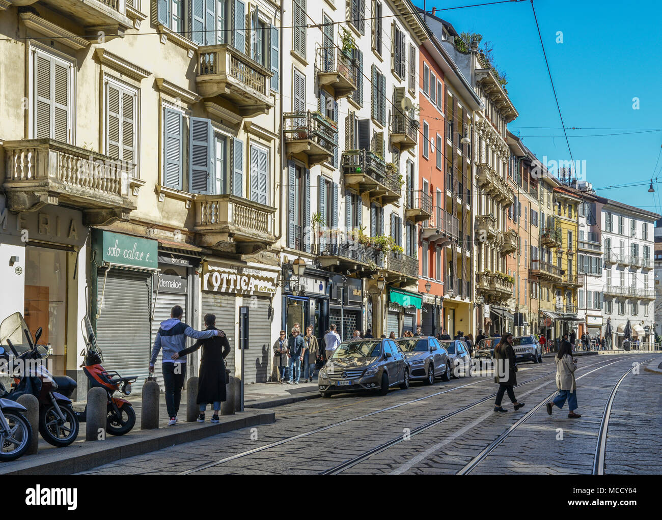 Milan, Italy - April 1st, 2018 Traditional architecture in Milan Stock Photo