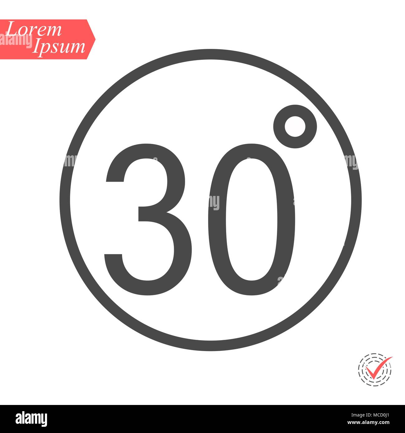 30 degrees icon,vector illustration. Flat design style. vector 30 ...